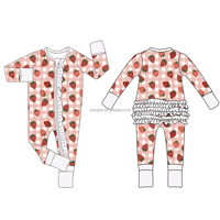 Combinaison de nuit en bambou pour bébé, automne-hiver, avec fermeture éclair avant, volants aux fesses, pour nouveau-nés filles, barboteuse à double fermeture éclair pour usage quotidien