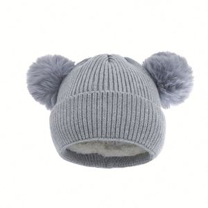 Gorro de Punto Cálido para Niños con 2 Pompones, Gorro de Invierno para Niños y Bebés - Product Image 3