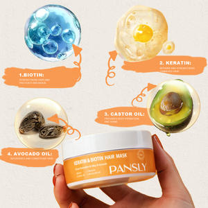 Crema Capilar de Queratina 100% Natural y Orgánica OEM, Tratamiento Nutritivo para Cabello Seco y Dañado, Ingredientes Herbales Veganos, Refrescante - Product Image 6