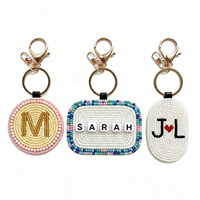 Colgante Personalizado DIY con Cuentas de Semillas para Bolso, Monograma Inicial Personalizado, Llavero Hecho a Mano, Regalo de Boda para Dama de Honor, Venta al por Mayor