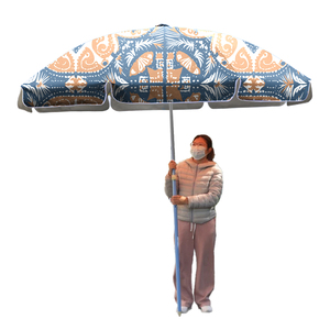 Parasol de plage pliable anti-UV, robuste, résistant au vent et au sable, imprimé personnalisé motif floral - Product Image 4