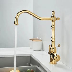 Azeta Kitchen Mixer Taps With Sprayer Classic Rotatable European Luxury Brass Kitchen AT9968 Kitchen - Product Image 6