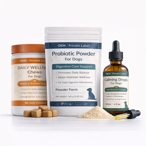 Supplément en poudre d'huile de poisson probiotique pour chiens et chats OEM, absorption rapide, soutien immunitaire, soulage les flatulences et les ballonnements, santé digestive - Product Image 1