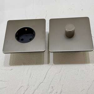 Interrupteur mural universel européen 10A en nickel mat avec panneau en acier inoxydable moleté, variateur <span class=keywords><strong>de</strong></span> lumière rétro double - Product Image 1