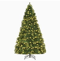 Vorbeleuchteter PVC-Weihnachtsbaum 1,2m-2,4m Warmweiße LED-Kiefernnadeln Klappbarer Metallständer Innen- und Außenbereich Weihnachtsdekoration