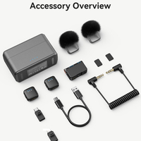 Nouveau microphone cravate sans fil M15mini, un émetteur pour deux récepteurs, pour diffusion en direct et enregistrement caméra