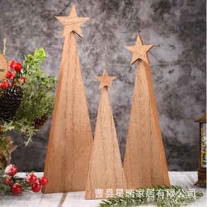 Wooden <b>Christmas</b> <b>Tree</b> Ornaments <b>Mini</b> Solid Wood Rustic Desktop Decor For Holiday Home Decoration - Product Image 1
