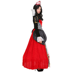 Ecoparty Halloween Femmes Alice Reine Rouge Costume Mal Méchant Reine de Coeur Fête Cosplay Tenue Uniforme avec Jupon - Product Image 4