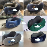 Oreiller de Voyage en Mousse à Mémoire de Forme en U, Coussin de Soutien Cervical Portable pour Voiture et Avion, avec Logo, Gris