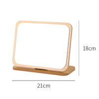 Support de miroir de maquillage pliant classique simple face Table en bois écologique avec miroir carré Miroir de bureau personnalisé