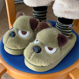 Confortable beau <span class=keywords><strong>chien</strong></span> en peluche pantoufles chaudes anti-dérapantes pantoufles d'intérieur pour la célébration de la maison unisexe Couple Offre Spéciale en gros - Product Image 2