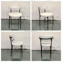 Chaise de salle à manger moderne en métal avec siège rembourré, chaise d'appoint en tissu avec structure en acier noir pour cuisine, salon, restaurant