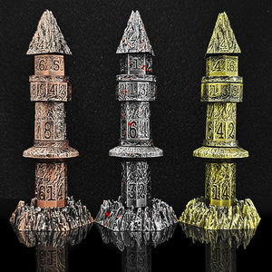<span class=keywords><strong>Torre</strong></span> de Dados Metálica Vintage con Diseño de Volcán, 7 en 1, Estilo Steampunk, Engranajes Mecánicos Giratorios para Juegos de Mesa DND RPG - Product Image 6