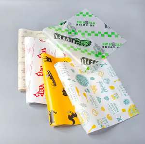 กระดาษห่ออาหารเคลือบ PE กันไขมัน พิมพ์โลโก้ตามสั่ง สำหรับเบอร์เกอร์ ไก่ทอด เฟรนช์ฟรายส์ ขายส่ง - Product Image 3