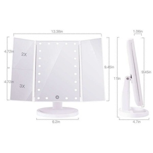 Magnification 3x/2x Makeup Mirror with Trifold Vanity Mirror With <b>Light</b> Desktop Cosmetic Mirror 180 Degree Rotation - Product Image 4