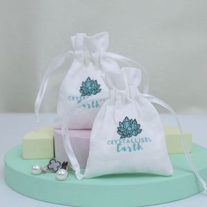 <b>White</b> Cotton <b>Muslin</b> Drawstring Gift Packaging Bag with Ribbon Custom Wholesale for Jewelry Pouch Shoes Clothing Socks - Product Image 4