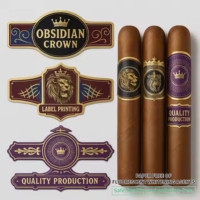 Étiquettes de bande de cigare personnalisées, gaufrage à chaud doré, découpe sur mesure, matériau papier écologique, autocollant vinyle, étiquettes de bague de cigare