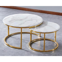 Table basse ronde moderne en marbre ardoise en acier inoxydable pieds chromés roses ensemble de table de salon