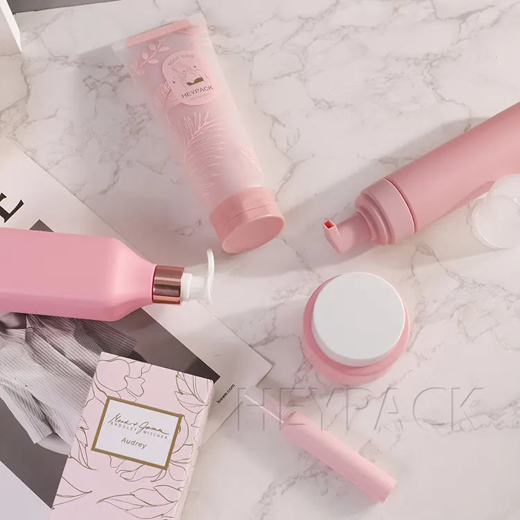 Flacon de Lotion rose populaire de 250ml, flacon de mousse rose de 200ml et Tube cosmétique rose pour emballage cosmétique