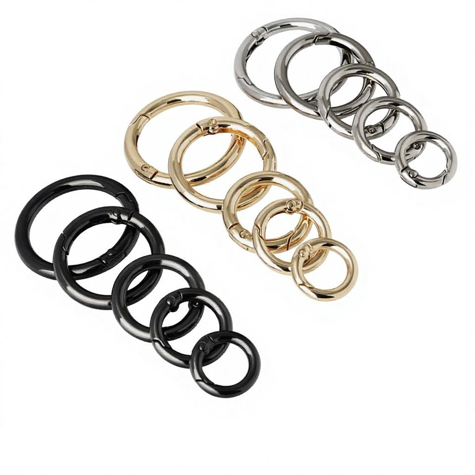 Push Button Spring Ring Buckle Metal Circular Bag Strap Connector ...