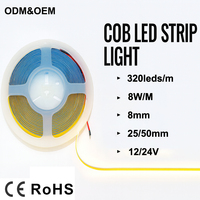Vendeurs en gros de rubans LED 320 LED 8mm 3000k 4000k 6000k, blanc, blanc chaud, flexible, 5V, bande LED COB