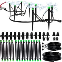 Kit d'irrigation goutte à goutte pour jardin avec émetteurs de pulvérisation réglables, tuyau d'irrigation 5/16" 1/4" pour bacs surélevés, pelouses et pots