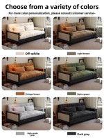 Sofá Cama de Madera Maciza con Tejido de Ratán Estilo Francés Vintage, Plegable, Extensible, Compacto, para Salas de Estar Pequeñas y Estudios