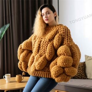Femmes grande taille vêtements 2023 Offre Spéciale lâche gros fil lanterne manches à la <span class=keywords><strong>main</strong></span> <span class=keywords><strong>pull</strong></span> surdimensionné femmes - Product Image 5