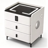 Table de chevet moderne intelligente à 3 tiroirs avec lumière LED, verrouillage par mot de passe, haut-parleur Bluetooth et port de charge USB pour chambre à coucher, hôtel, usage domestique