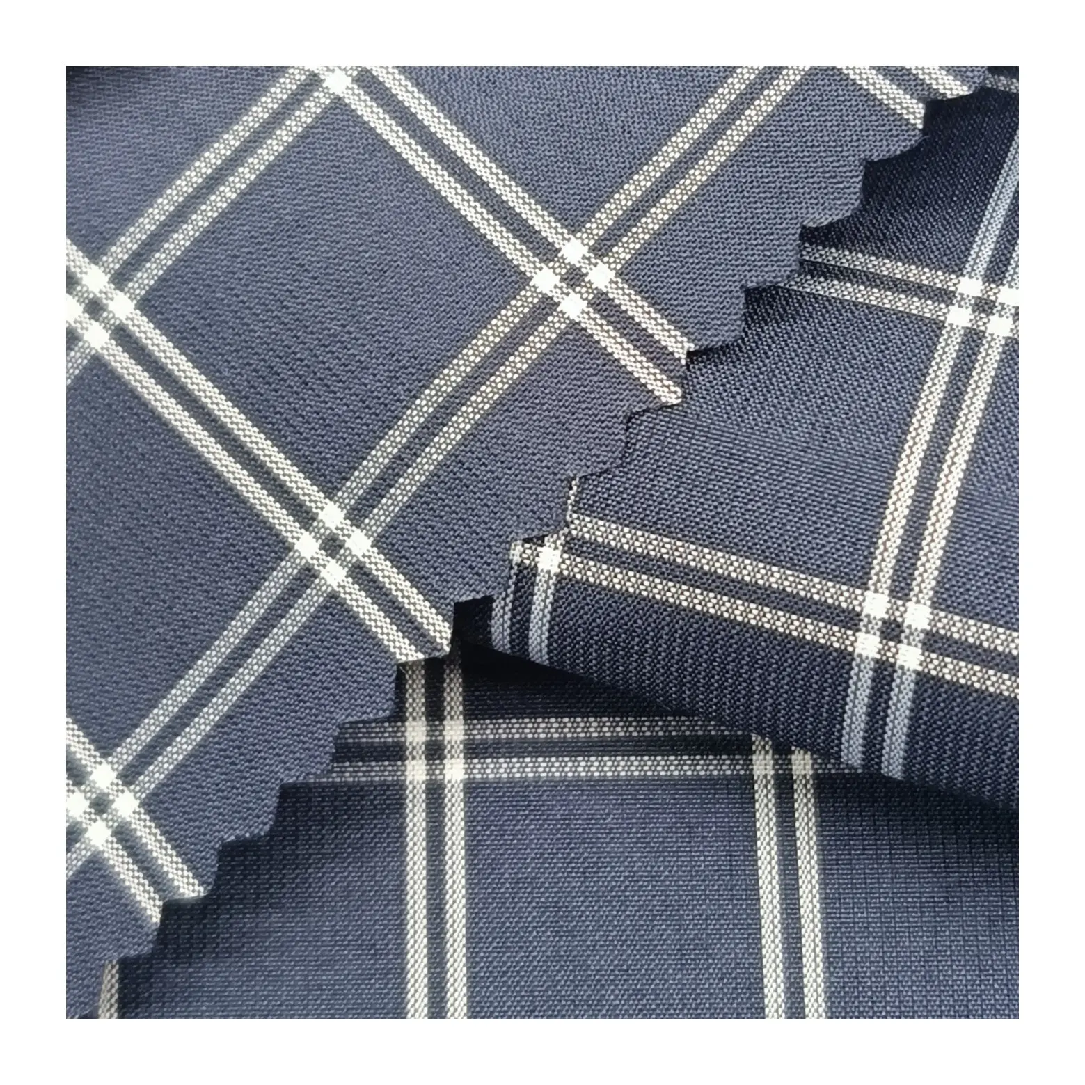 ผ้าทอลายสก๊อตสำหรับบุเสื้อผ้าเส้นด้ายโพลีเอสเตอร์ย้อมสี100% สินค้าใหม่