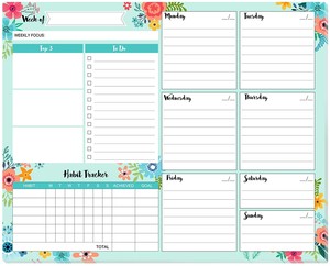 Bloc-notes magnétique hebdomadaire OEM avec suivi des habitudes, 53 feuilles, 10"x8", liste de tâches, planificateur de bureau et calendrier pour réfrigérateur, pour la maison et le bureau - Product Image 1