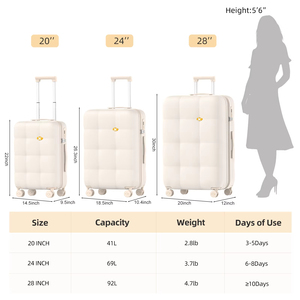 حقيبة سفر عالية الجودة، عرض خاص، طقم حقائب سفر صغيرة صلبة وجذابة مكون من 3 قطع من البولي كربونات والـABS، حقيبة مقصورة محمولة بعجلات للفتيات والنساء - Product Image 5
