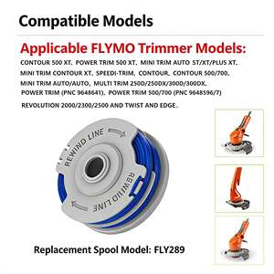 Tête de coupe de rechange FLY289, ligne en nylon rouge de 36 pieds/11 m, 1,65 mm, pour Flymo Contour 500 XT, 44 g, garantie 1 an - Product Image 3