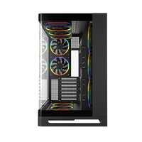 Boîtier de jeu ATX avec panneau en verre trempé incurvé, port Type C, écran LCD et support de refroidissement par eau de 360 mm