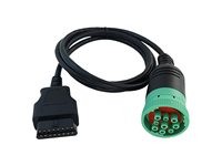 Alat Diagnostik Kendaraan Pemindai Kendaraan Kabel Panjang Tipe 2 Hijau 9 Pin J1939 ke Kabel Port OBD2 Female 3ft/1m