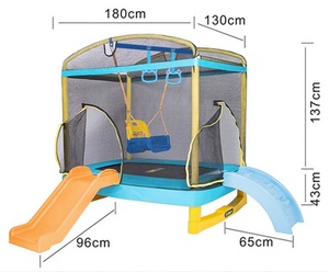 Cama Elástica Rectangular Interior Jing Yi para Niños Pequeños con Columpios y Toboganes, Red de Protección, Certificación ASTM TUV, Acero Inoxidable - Product Image 4