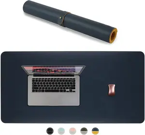 Grote Lege Dubbelzijdig Lederen Deskpad Waterdichte Schrijven Mat Computer Vegan Lederen Bureau Mat