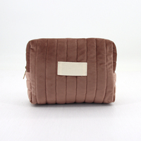 Trousse de Maquillage Matelassée en Velours Côtelé Grande Capacité, Sac de Toilette Gonflé pour Femme, Étui de Rangement Cosmétique et Soins de la Peau avec Fermeture Éclair