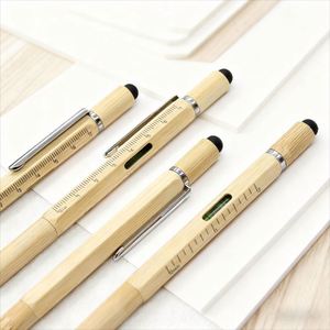 Eco-friendly Bamboo Sports 6-in-1 Luxury Ballpoint <b>Pen</b> Custom Logo Universal for <b>Pen</b> Gifts Corporate Events - Product Image 4