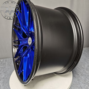 Jantes forgées personnalisables en fibre de carbone bleues pour voitures, 17-24 pouces, 8J-12J, compatibles avec Toyota Supra, <span class=keywords><strong>Ford</strong></span> <span class=keywords><strong>Mustang</strong></span>, PCD CB personnalisé - Product Image 6