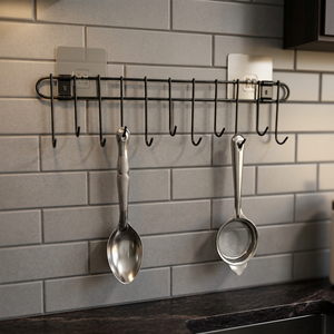 Wall Mounted Metal <b>Storage</b> Rack With Hooks And Basket For <b>Bathroom</b> <b>Towel</b> And toiletries Industrial Style - Product Image 4