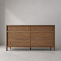 Commode contemporaine à 6 tiroirs en chêne massif vieilli, durable, faite à la main et écologique pour chambre à coucher