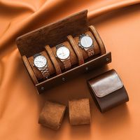 Étui à bijoux de luxe en cuir noir marron rouge à fermeture magnétique écologique pour 2-3 montres stockage de voyage sac de montre unique