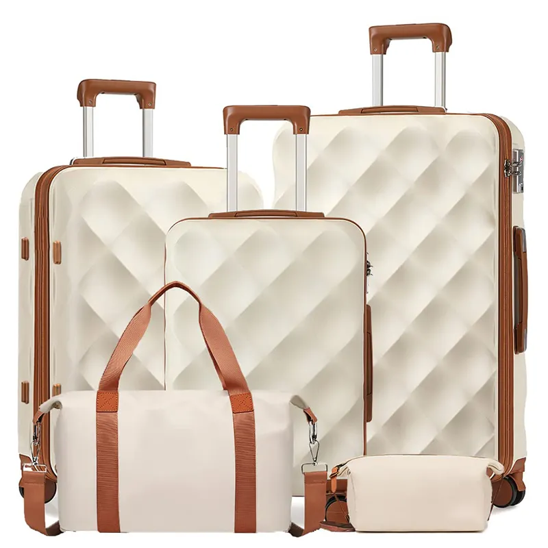 Высококачественные багажные комплекты, чемоданы, набор из 5 предметов, ручной клади с жестким багажом, с замком, спиннером, колесами