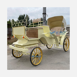 Calèche électrique jaune, calèche à chevaux, chariot royal électrique à 4 roues en acier pour mariage - Product Image 3