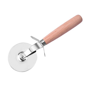 Pizza Cutter Rubberwood Handle 6 Cm Blade 17.6 Cm Length Roller Slicer For Pizza Thin Crust Cutting Tool - Product Image 3