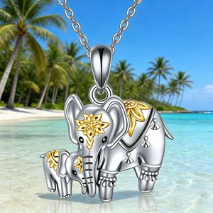Collana Unisex in Lega di Bambù con Elefante Inciso, Accessorio Personalizzato di Tendenza Stile Europeo-Americano, Ciondolo Portafortuna per la Festa della Mamma - Product Image 1