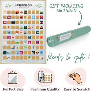 Impresión personalizada 100 Date Night Ideas Scratch Off Poster Parejas Scratch Game Poster Pareja's Bucket <span class=keywords><strong>List</strong></span> - Product Image 3