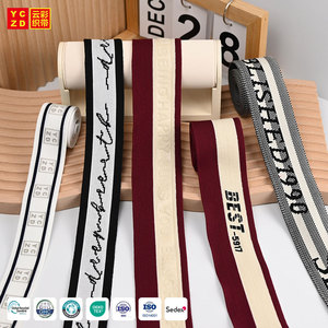 Fornitori all'ingrosso di nastri personalizzati: Nastri jacquard in maglia, nastri in poliestere stampati OEM per giacche e abbigliamento - Product Image 1