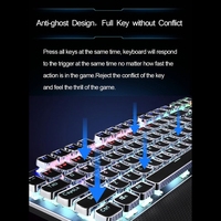 Clavier de jeu mécanique filaire USB AULA F2088, 108 touches, interrupteurs bleus, éclairage RVB 7 couleurs, métal mixte, langue anglaise